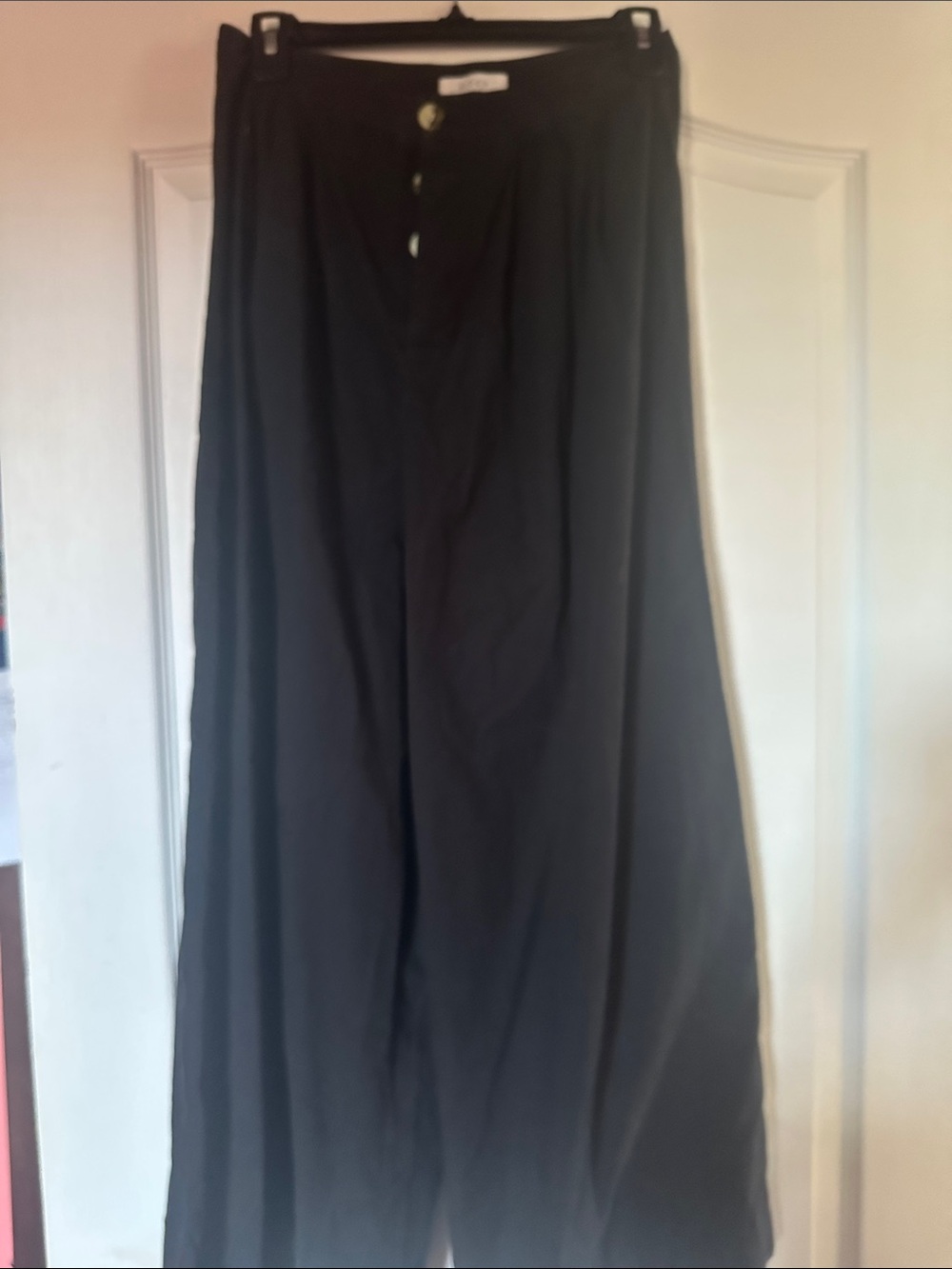Doen Black Wide-Leg Pull-On Pants